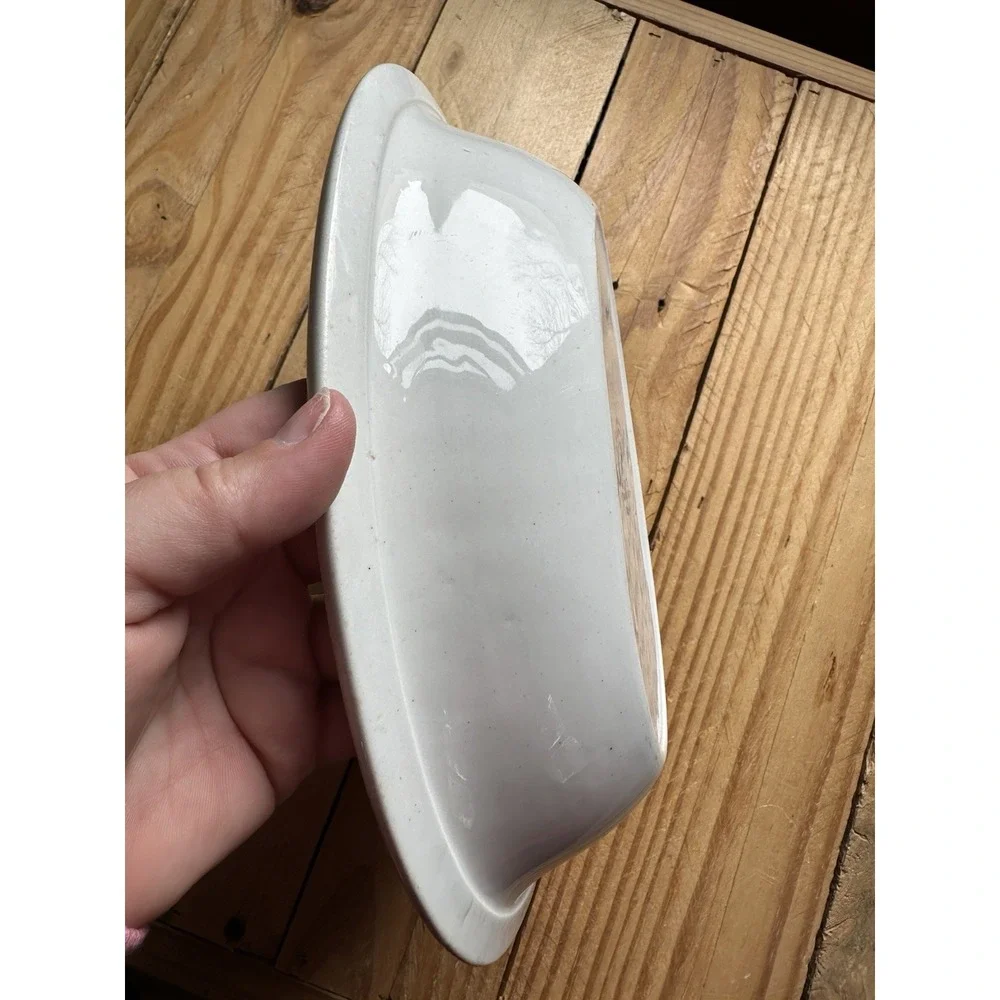 Antique Higgins & Seiter England hotel ware oval stoneware serving bowl blue Flo